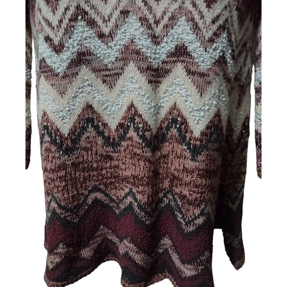 Hannah Cardigan Women's XL Open Front Long‎ Duster Colorful Sweater Side Slits